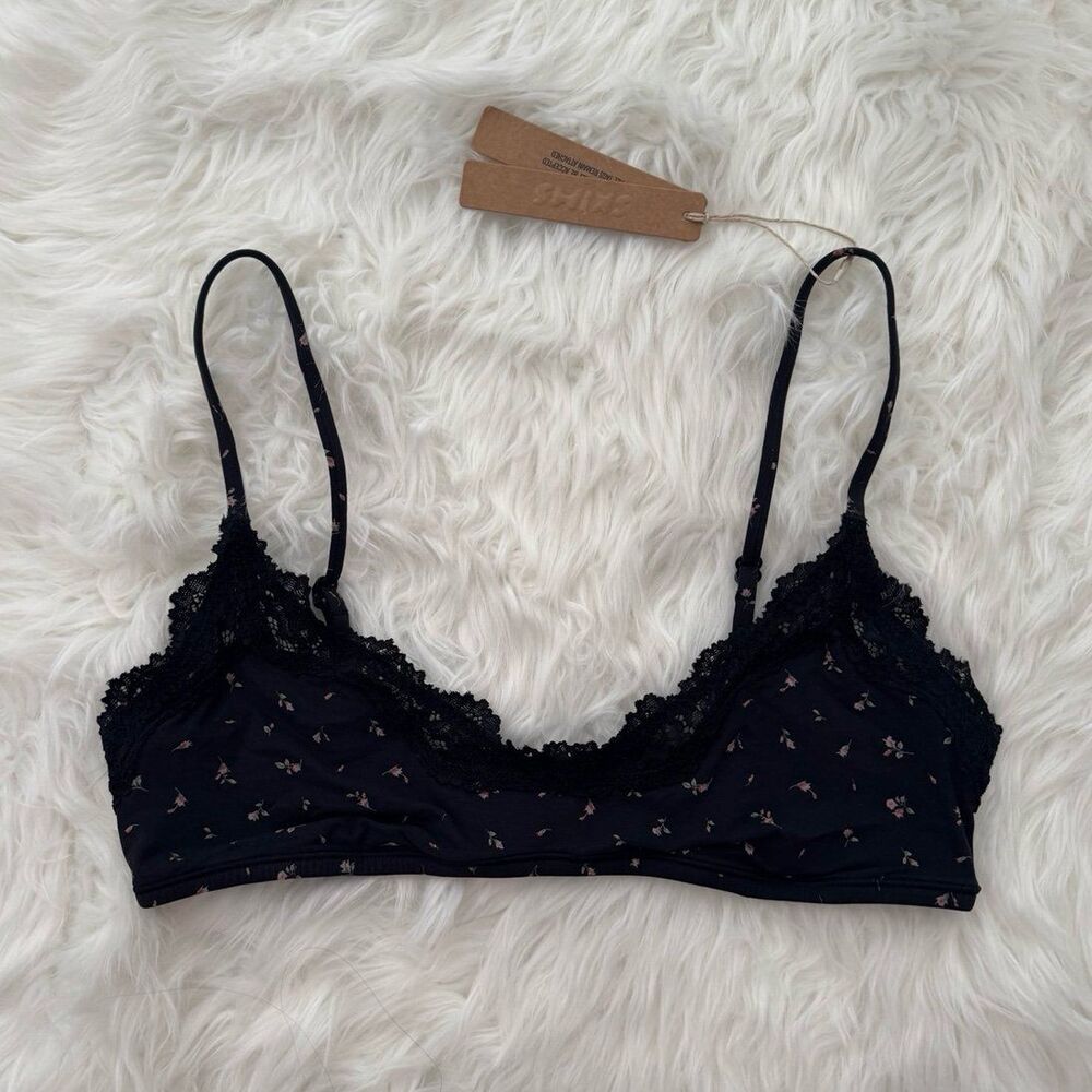 Skim Fits Everybody Lace Scoop Bralette Onyx Rosebud Size Medium